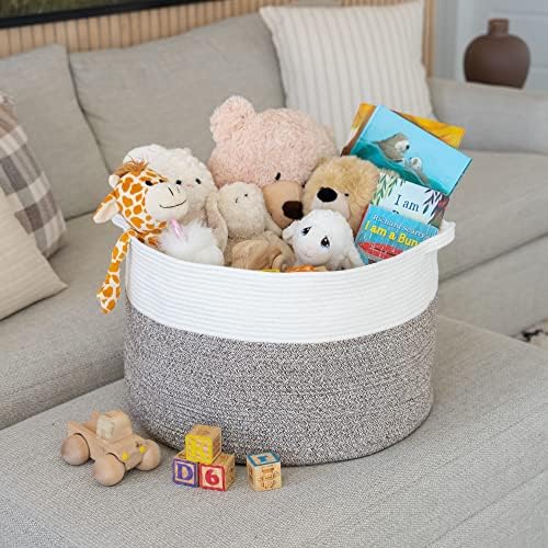 Little Hippo XXXL Cotton Rope Basket 22x14 White Brown
