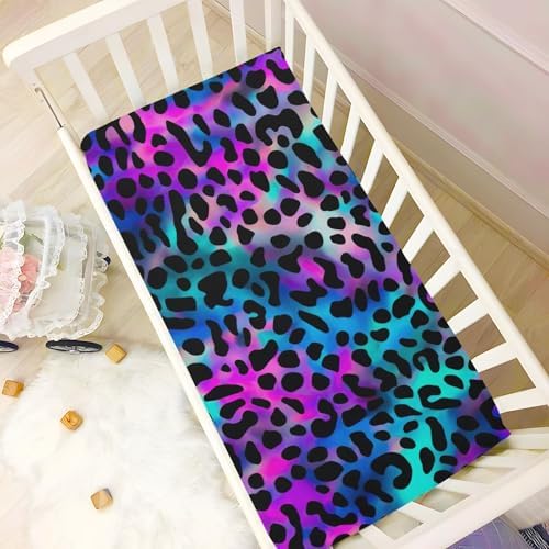 Jihqo Holographic Leopard Print Crib Sheets Pack N Play 1