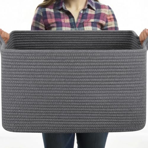 OIASKET Rectangle Woven Basket for Blankets and Toys