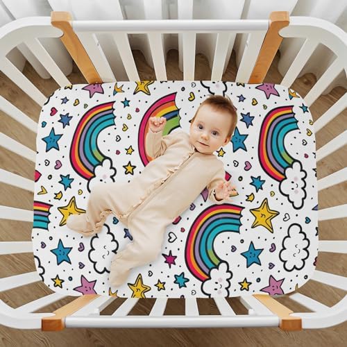 Wassud Rainbow Stars Crib Sheets Set