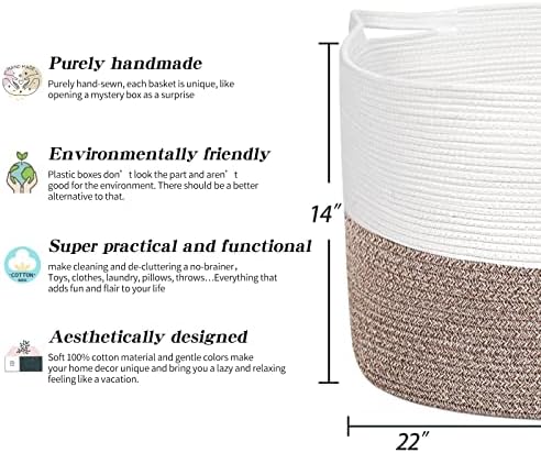 Extra Large Cotton Rope Storage Basket 22x14