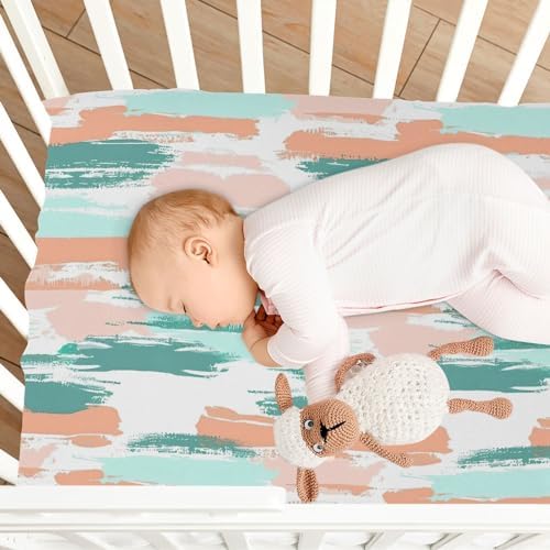 Boho Stripe Crib Sheets Set for Boys Girls 27x39 Inch