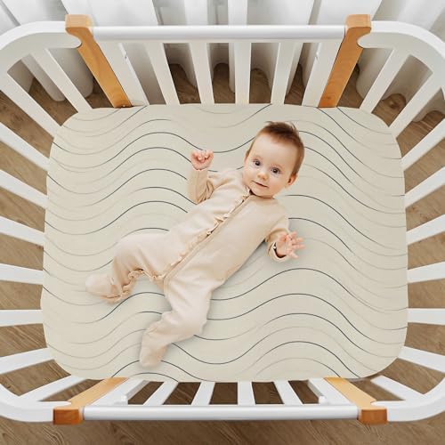 Wassud Monochromatic Stripe Crib Sheets for Boys Girls