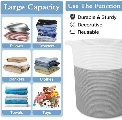 SCEDREAM 60L Woven Laundry Basket Tall Storage Hamper