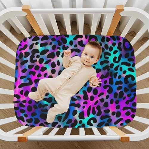 Jihqo Holographic Leopard Print Crib Sheets Pack N Play 1