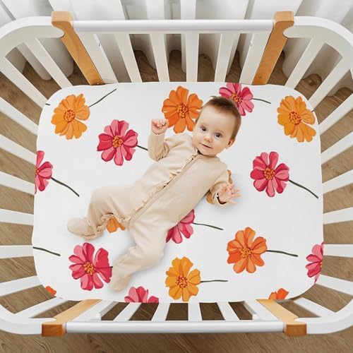 Wassud Flowers Pattern Crib Sheets 27x39 Inch