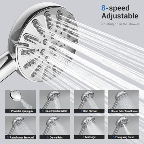 WATERLACE 8-Mode Handheld Shower Head with Power Wash