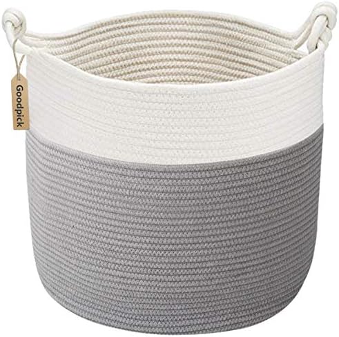 Goodpick Cotton Rope Storage Basket for Baby Grey