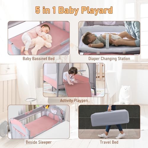 Jaoul 5 in 1 Baby Crib with Bassinet and Changing Table