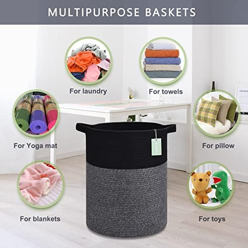 BOSROTY Large Laundry Hamper for Kids 72L Black Gray
