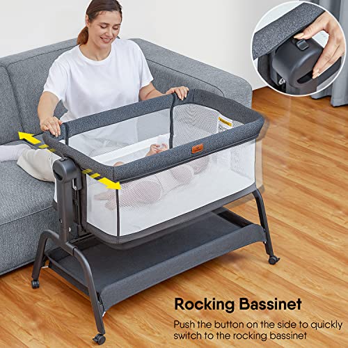 BabyBond 3 in 1 Bassinet with Waterproof Mattress and Adjustable Height