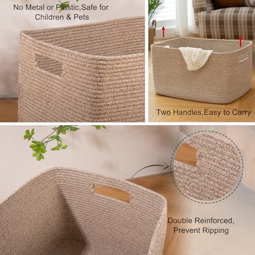 OIAHOMY 75L Woven Blanket Basket with Handle 1