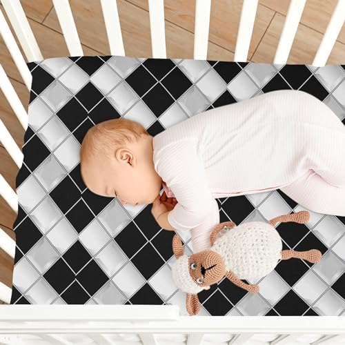Wassud Gingham Crib Sheets Set for Boys Girls