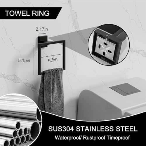 5-Piece Matte Black Bathroom Hardware Set