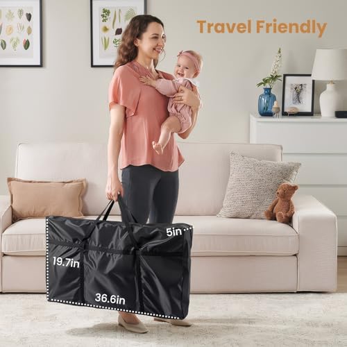 JOYMOR 3 in 1 Portable Bedside Bassinet with Wheels and Adjustable Height