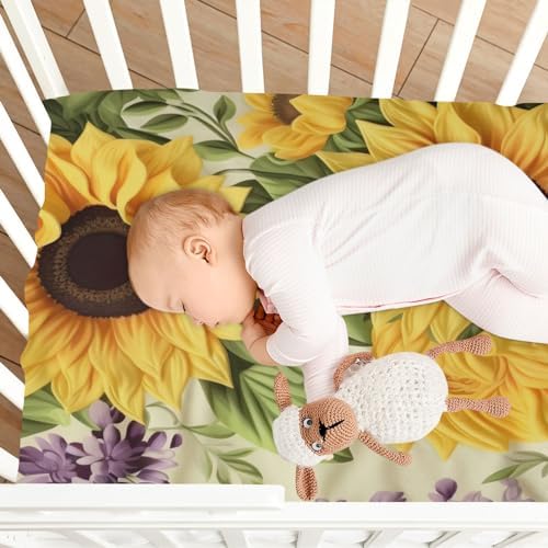 Wassud Sunflowers Crib Sheets for Boys Girls 1