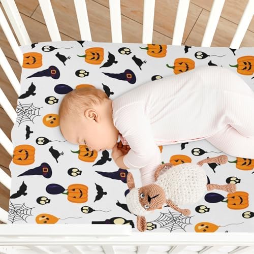 FUGIDOG Halloween Pumpkin Crib Sheets Soft Breathable