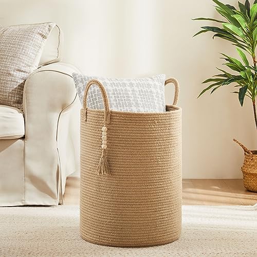 Jute Woven Rope Laundry Hamper 58L for Blanket Storage and Toys