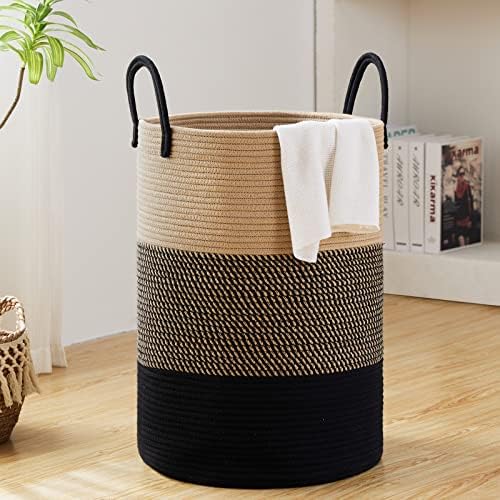 Fionas Magic 100L Woven Laundry Hamper Basket Brown Black