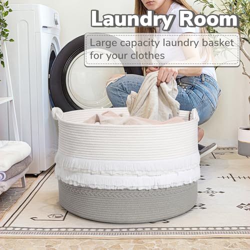 CherryNow Extra Large Rope Basket for Toys and Blankets