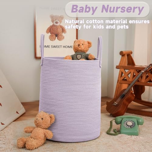 JMvicyroam Large Woven Cotton Rope Hamper 60L Purple