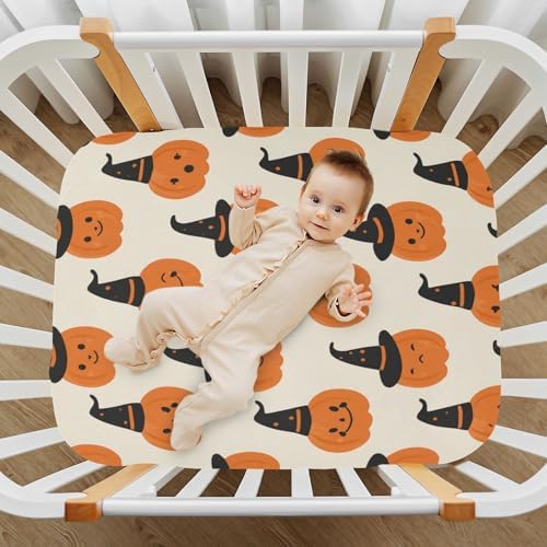 FUGIDOG Halloween Pumpkin Crib Sheets Soft Breathable 1