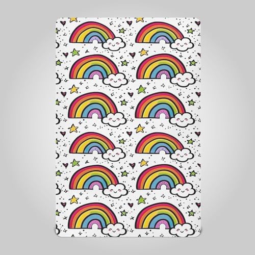Wassud Rainbow Crib Sheets Set for Boys Girls