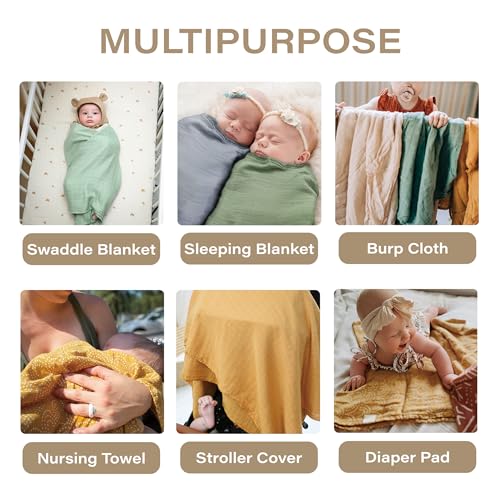 Moonkie Muslin Swaddle Blankets with Pacifier Clip 4 Pack