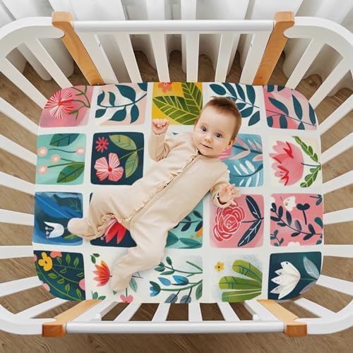 Wassud Flower Flat Crib Sheets for Boys Girls