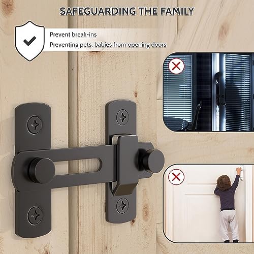 Gate Latch Lock - Carbon Steel Black 360 Degree Rotation