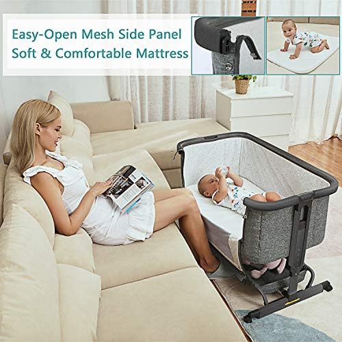 AMKE 3 in 1 Baby Bassinet with Storage Bedside Sleeper Cradle
