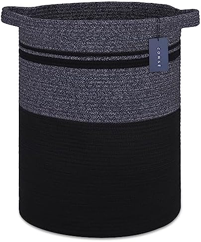 COMSE Extra Large Cotton Rope Woven Laundry Basket - Black 157x217