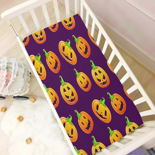 FUGIDOG Halloween Pumpkin Crib Sheets for Boys Girls