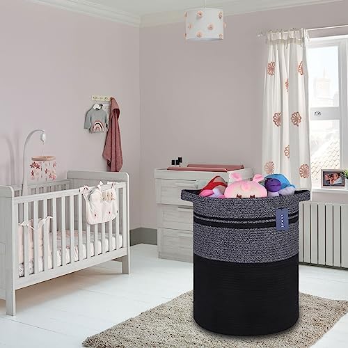 COMSE Extra Large Cotton Rope Woven Laundry Basket - Black 157x217