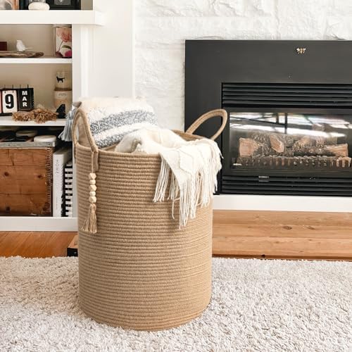 Goodpick Boho Jute Laundry Hamper Basket 16 x 20