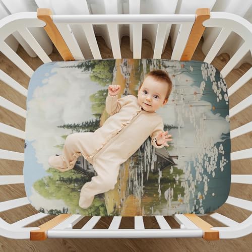 Wassud Wooden House Crib Sheets Pack for Boys Girls