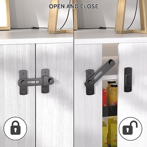 Gate Latch Lock - Carbon Steel Black 360 Degree Rotation