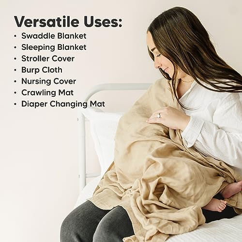 KeaBabies 4-Pack Organic Muslin Swaddle Blankets - Soft Breathable Gender Neutral
