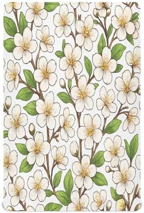 Jihqo White Cherry Blossom Crib Sheets Set