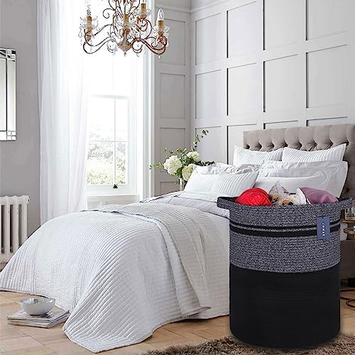 COMSE Extra Large Cotton Rope Woven Laundry Basket - Black 157x217