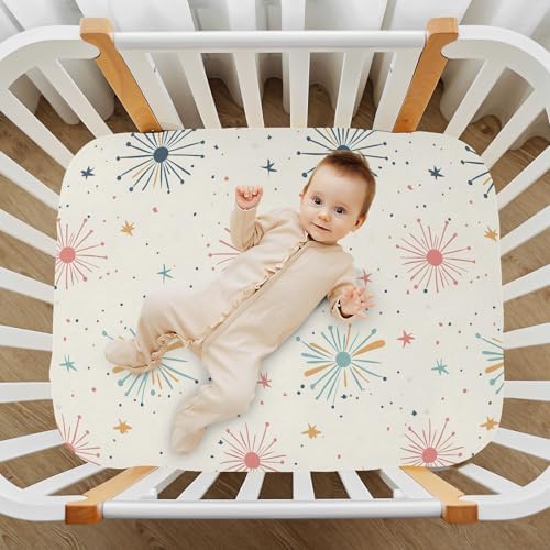 Wassud Fireworks Crib Sheets Pack and Play Fitted 27x39 Inch