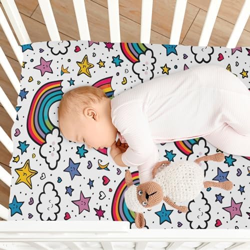 Wassud Rainbow Stars Crib Sheets Set