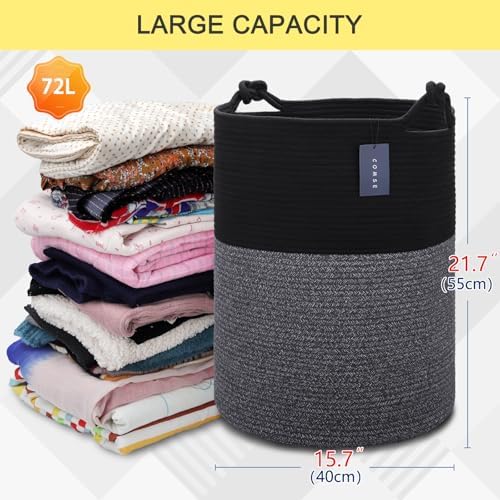 COMSE Extra Large Cotton Rope Storage Basket 157x217 Black