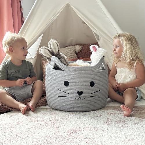 HiChen Large Woven Cotton Rope Storage Basket for Baby and Pets
