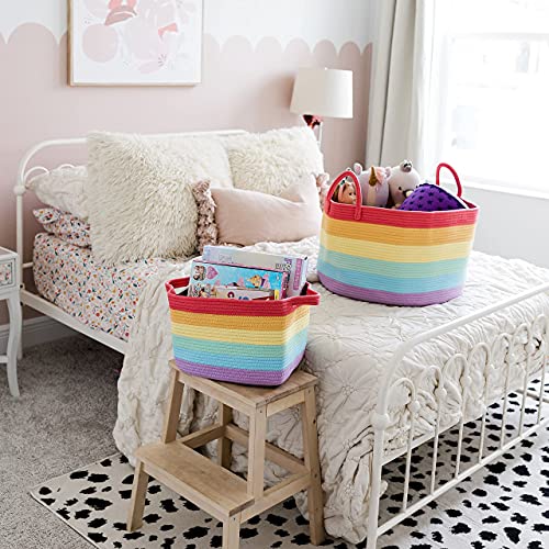 OrganiHaus Woven Blanket Basket 20x13 Rainbow