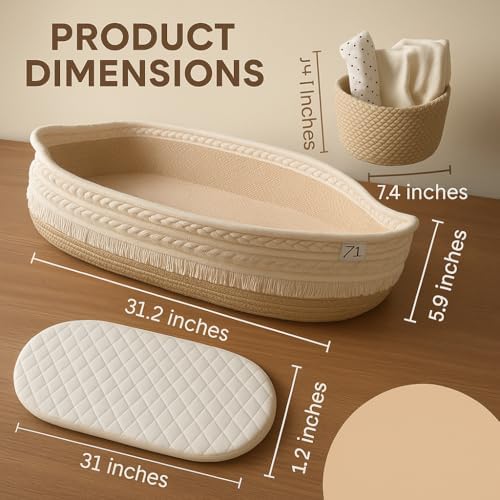 ZEALN LIFE Baby Changing Basket Bundle Beige