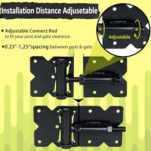 Real Fancy Self Closing Gate Hinges 2 Pack Black 90 Degree Adjustable