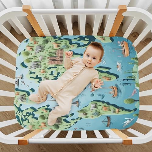 Wassud World Map Visions Crib Sheets for Boys Girls