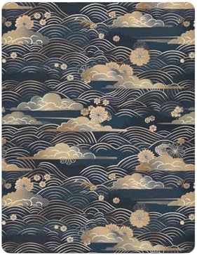 Wassud Dark Blue Waves Crib Sheets for Boys and Girls