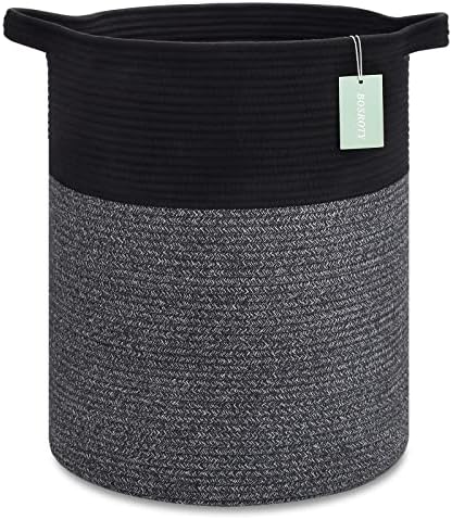 BOSROTY Large Laundry Hamper for Kids 72L Black Gray